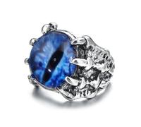 Naturepernulo Gothic Dragon Eye Ring for Men Punk Eyeball of Hell Demon Biker Ring Halloween Devil Evil Eye Dragon Eagle Claw Rings, Metal, No Gemstone