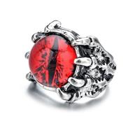 Naturepernulo Gothic Dragon Eye Ring for Men Punk Eyeball of Hell Demon Biker Ring Halloween Devil Evil Eye Dragon Eagle Claw Rings, Metal, No Gemstone