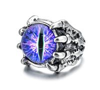 Naturepernulo Gothic Dragon Eye Ring for Men Punk Eyeball of Hell Demon Biker Ring Halloween Devil Evil Eye Dragon Eagle Claw Rings, Metal, No Gemstone