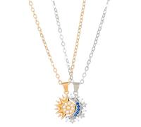Naturepernulo Sun Moon Necklace Set for Women Men Rhinestone Sun moon Couple Necklace Matching Necklaces Friendship Best Friend Jewelry, M, Metal, No Gemstone
