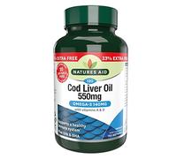 Natures Aid Cod Liver Oil 550mg - 120 Capsules | High Strength Omega-3 with Vitamins A & D Plus EPA & DHA, Supports Immune, Heart, Brain, Vision & Joints, Made in the UK