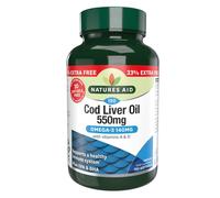 Natures Aid Cod Liver Oil 550mg Softgels - High Strength Omega-3 Fish Oil with Vitamins A, D Plus EPA & DHA - Supports Healthy Immune System Heart