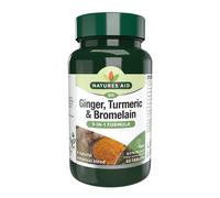 Natures Aid Ginger Turmeric & Bromelain 60 Tablets - High Strength Vegan Supplement to Support Digestion & Joint Health - Non-GMO, Gluten-Free, Na