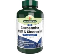Natures Aid Glucosamine MSM & Chondroitin with Vitamin C - High Strength Joint Support - Mobility & Cartilage Health, Collagen Formation - Non-GM