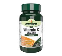 Natures Aid Low Acid Vitamin C 1000mg Supplement - 30 Tablets | High Strength Immune Support, Antioxidant Protection, Gentle on Stomach, Supports Collagen & Iron Absorption, Vegan, Citrus