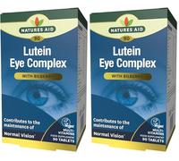 Natures Aid Lutein Eye Complex - with Bilberry, Zinc, Vitamins A B2 C E Riboflavin - Supports Normal Vision Maintenance & Eye Health - Vegan, Gluten-Free, Non-GMO - 90 Tablets (Pack of 2)