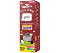 Natures Aid Mini Drops Iron for Kids 50ml - Supports Cognitive Development & Energy - Gluten & Sugar Free Vegan Non-GMO - Natural Supplement for Babies & Children Age 0-5 Years Old - Dropper Included