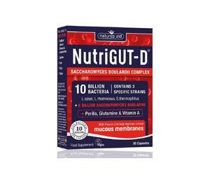 Natures Aid NutriGut-D 10 Billion Bacteria - 30 Capsules
