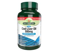 Natures Aid Cod Liver Oil 550 mg 120 Softgel Capsules (Providing 120 mg Omega-3, with Vitamins A and D, For The Normal Function of the Immune System, Purity Guaranteed, Made in the UK)
