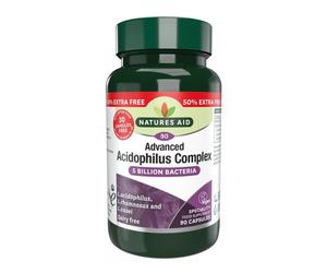 Natures Aid Promo Packs Acidophilus Complex 5 Billion - 50% Extra Fill 90 Caps