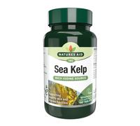 Natures Aid Sea Kelp 187mg - 180 Vegan Tablets - High Strength Iodine Supplement - Supports Thyroid Function & Skin - With Calcium - Gluten