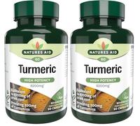 Natures Aid Turmeric 8200mg - High Strength Curcumin 200mg - Dried Root Whole Herb Extract - Supports Joint & Immune Health - Vegan, Non-GMO, Gluten-Free - 60 Capsules (Pack of 2)