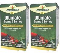 Natures Aid Ultimate Greens & Berries Capsules - Mix of 31 Fruits Berries Vegetables Mushrooms Phytonutrients and Plant Bioactive Enzymes & Amino Acids - Vegan Vegetarian Gluten Free - 60 Supplements