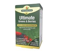 Natures Aid Ultimate Greens & Berries Supplement - 60 Capsules | Mix of 31 Fruits, Berries, Vegetables & Mushrooms, Phytonutrients & Plant Enzymes, Vegan, Vegetarian, Gluten-Free