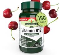 Natures Aid Vitamin B12 1000µg Supplement - 180 Tablets | High Strength Methylcobalamin, Supports Energy & Reduces Tiredness, Vegan, Vegetarian, Gluten-Free