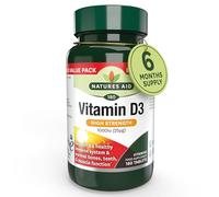 Natures Aid Vitamin D3 1000iu Supplement - 180 Tablets | High Strength, Supports Bone, Muscle & Immune Health, Essential Nutrient, Vegan, Non-GMO, Gluten-Free