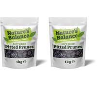 Natures Balance Prunes Pitted 1kg Soft, Sticky & Rich Low Fat Ideal Healthy Vegetarian Snack (Pack of 2)