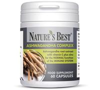 Nature's Best Ashwagandha Complex, 60 Vegan Capsules | Vitamin C and Zinc, For Normal Psychological Function, 2 Months' Supply