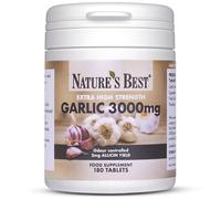 Nature's Best Garlic Tablets 3000mg - High Strength & Rich in Allicin - Taste Controlled & Odthisless - Equivalent to 3000mg of Fresh Garlic - UK Made - 180 Tablets (6 Months' Supply)