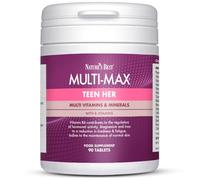 Nature's Best Multi-Max Multivitamin for Teen Her - Growth & Development Support for Girls 13-19 - with Iron, Vitamin B6 & Vitamin C - UK Made - 90 Tablets (3 Months' Supply)