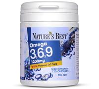 Nature's Best Omega 3, 6, 9 with Vitamin D3-1-2 Daily - UK Made - 120 Capsules (3+ Months' Supply)