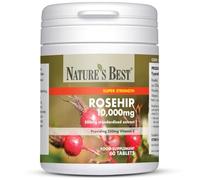 Nature's Best Rosehip Tablets 10,000mg, 60 Vegan Tablets|High Strength, With 250mg Vitamin C for Normal Collagen Formation, UK Made, 2 Months' Supply