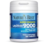 Nature's Best Super Strength Lactase Tablets 9000 FCC Enzyme Units - Max Strength Digestive Enzyme - UK Made - 180 Tablets (6 Months' Supply)