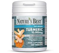 Nature's Best Turmeric 10,000mg Tablets Fast Release - High-Strength, 95% Curcuminoids - Taste-Free - UK Made - 120 Tablets (4 Months'