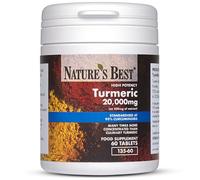 Nature's Best Turmeric 20,000mg Tablets Fast Release (500mg of Extract) - High Strength, 95% Curcumin - UK Made - 60 Tablets (2 Months' Supply)