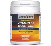 Nature's Best Vitamin D3 1000iu - High Strength & Highly Absorbable Supplement - UK Made - 180 Capsules (6 Months' Supply)