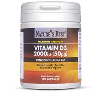 Nature's Best Vitamin D3 2000iu - High Strength & Highly Absorbable Supplement - UK Made - 180 Capsules (6 Months' Supply)
