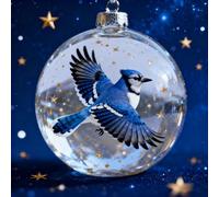 Nature's Birds Crystal Glass Ornament Set, 2026 New Hummingbird Christmas Tree Ornaments, Crystal Cardinal Xmas Tree Memorial Gifts, Clear Indoor Decoration Pendants Balls for Christmas (#c)