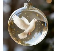 Nature's Birds Faux Glass Acrylic Christmas Tree Ornament Set, 2026 Cute Hummingbird Christmas Ornament for Xmas Memorial Gifts, For Room Decor, Clear Acrylic Christmas Balls, Holiday Ornaments (Dove)