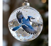 Nature's Birds Faux Glass Acrylic Christmas Tree Ornament Set, 2026 Cute Hummingbird Christmas Ornament for Xmas Memorial Gifts, For Room Decor, Clear Acrylic Christmas Balls, Holiday Ornaments