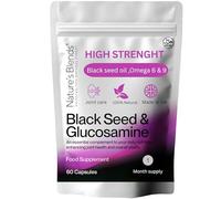 Nature's Blends 60 x 500mg Cold Pressed Black Seed Oil Capsule & Natural Glucosamine - Pure Ethiopian Nigella Sativa Black Seed Oil Capsules - Premium Black Seed Oil for Hair Growth