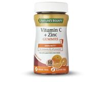 Nature's Bounty Vitamin C and Zinc Gummies - Pack of 60 Gummies, 30 Day Supply - Immune Support and Cell Protection - Antioxidant Supplement - Gluten Free and Natural Colours