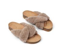 Natures Collection Lilly Cross Slipper - Teddy Brown - 37
