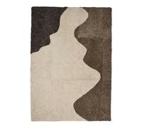 Natures Collection Short Wool Curly Sheepskin River Design Rug - Anthracite/Pearl/Taupe - 170x240 cm