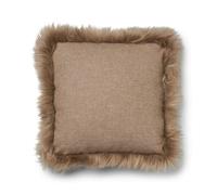 Natures Collection Wool Cushion | Long Wool Trim | 52x52 cm - Brown/Dove - 34x52 cm
