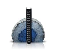 Nature's Decorations Agate Bookends - A Quality Blue Geode Book Ends with Rubber Bumpers for Shelves, Office, Home Decor - Heavy Duty Cool Stone Bookend Pair for Decoration (2-3 LB)