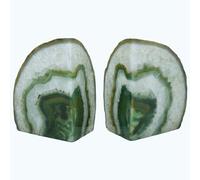 Nature's Decorations Agate Bookends - A+ Quality Green Geode Book Ends with Rubber Bumpers for Shelves, Office, Home Decor, Heavy Duty Cute Stone Bookend Pair for Decoration (4-6 LB)