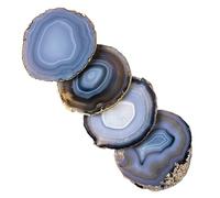 Nature's Decorations - Black Agate Geode Coasters - Set of 4 Non-Skid Coasters Made with Stone - Irregular Shaped Coasters Perfect Home Decor and Gifting