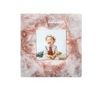 Nature's Decorations Rose Quartz Picture Photo Frame For 4.5x4.5 Photos - Real Polished Stone Decor Symbolizing Love. Hangs on Wall & Tabletop. Living Room Decor. Frame Size: 8x8 Inches