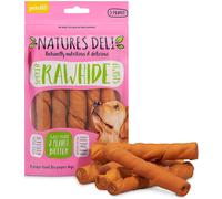 Natures Deli Smoked Rawhide Twist With Peanut Butter - Dental Chews, Gluten Free, Nutritious, Natural Flavour - Medium - 5pk - 150g