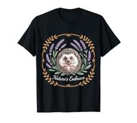 Nature's Embrace Hedgehog Lavender Floral Wreath T-Shirt