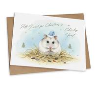 Nature's Goodies "All I want for Christmas is a Cheeky Feast - Luxury 350gsm Funny Festive Greetings Card for Hamster Lovers Cute Pets Hammies