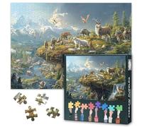 Nature's Harmony: 1000 Piece Puzzle for Adults Featuring Mountain Waterfall, Animals & Flora, Premium Puzzles 1000 Pieces for Gift & Family Fun, Finished Puzzle Size is 27.5" x 19.6"/70 * 50cm