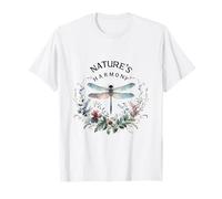 Nature's Harmony Dragonfly Floral Botanical Illustration T-Shirt