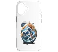 Nature's Harmony: Waves, Mountains, and Lighthouse Case for iPhone 16