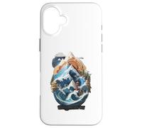 Nature's Harmony: Waves, Mountains, and Lighthouse Case for iPhone 16 Plus